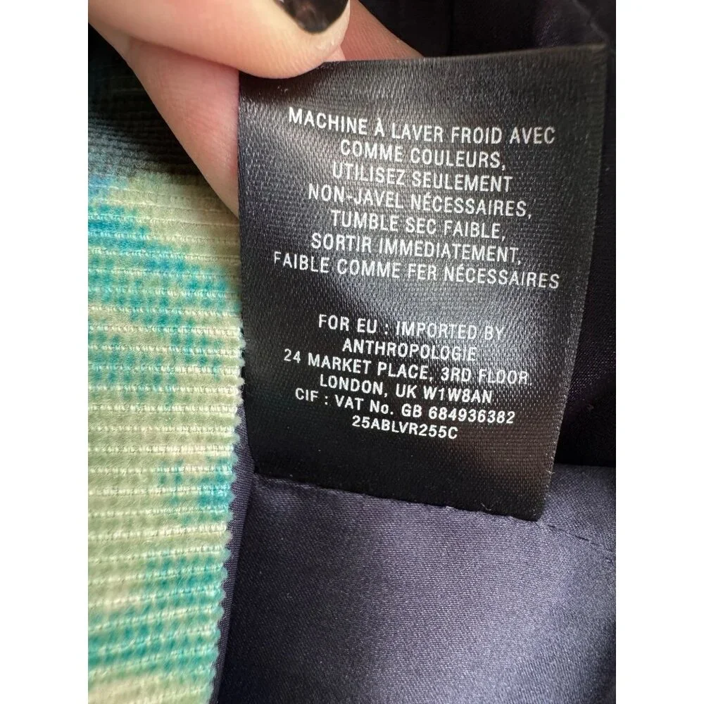 Anthropologie Womens Floral Corduroy Pencil Skirt Size 2 Green & Blue Vtg Style - Picture 8 of 11